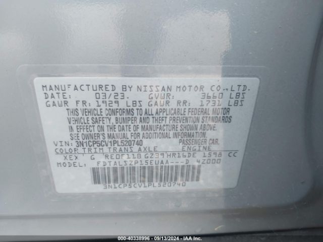 3N1CP5CV1PL520740 Nissan Kicks Sv Xtronic Cvt