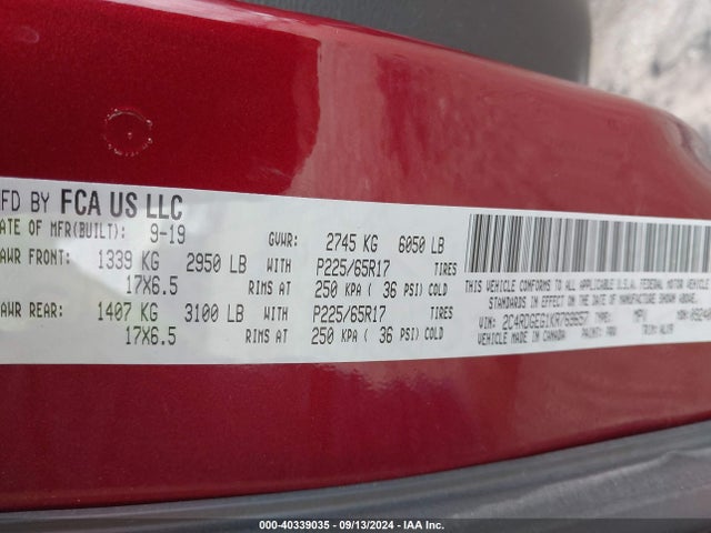 Dodge Grand Caravan Gt 2019 2C4RDGEG1KR769657 Image 9