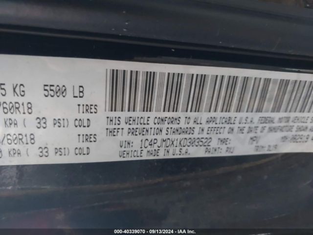 1C4PJMDX1KD303522 Jeep Cherokee Limited 4x4