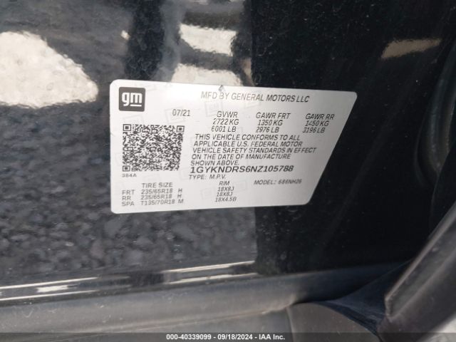 1GYKNDRS6NZ105788 Cadillac Xt5 Awd Premium Luxury