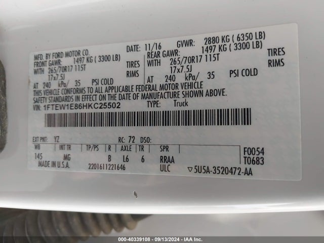 Ford F-150 Xlt 2017 1FTEW1E86HKC25502 Image 9