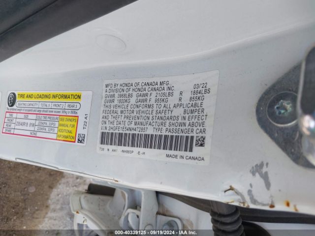 2HGFE1E54NH472857 Honda CIVIC SI SEDAN