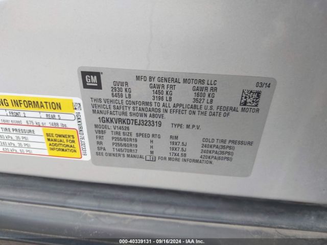 1GKKVRKD7EJ323319 GMC Acadia Slt-1