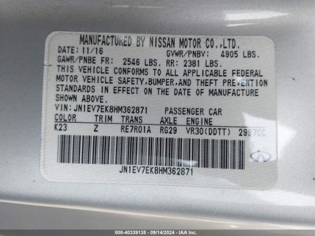 JN1EV7EK8HM362871 Infiniti Q60 3.0t Premium