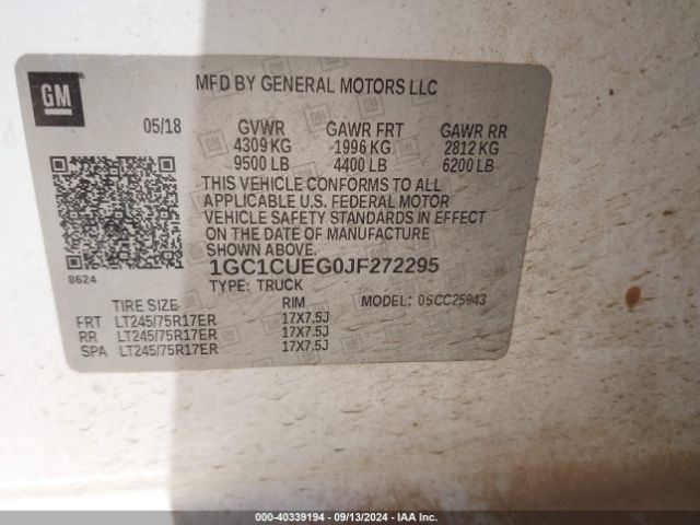 1GC1CUEG0JF272295 Chevrolet Silverado 2500hd Wt