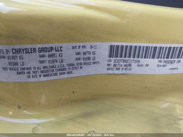 2012 FIAT 500 3C3CFFBR2CT171578 Photo 8