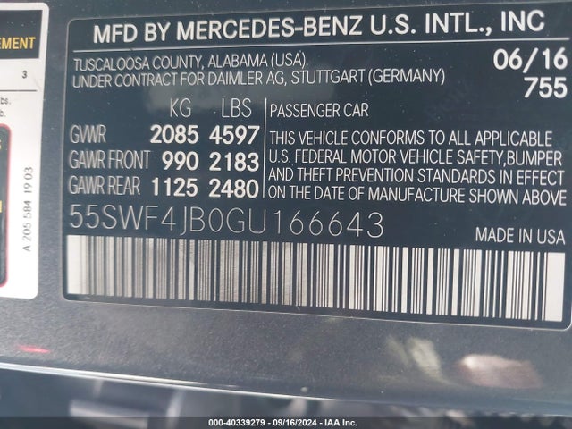 55SWF4JB0GU166643 Mercedes-Benz C 300 Luxury/sport