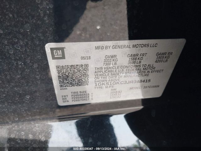 1GKS1GKC3JR348415 GMC Yukon Xl Slt