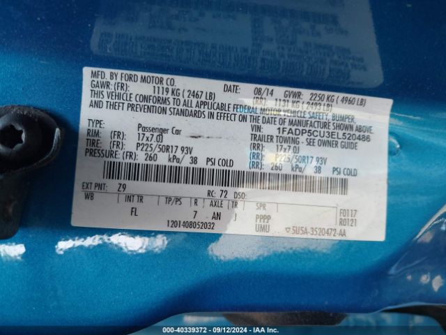 1FADP5CU3EL520486 Ford C-max Energi Sel