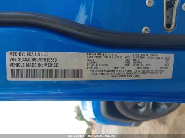 3C4NJCBB9MT510360 Jeep Compass Altitude Fwd
