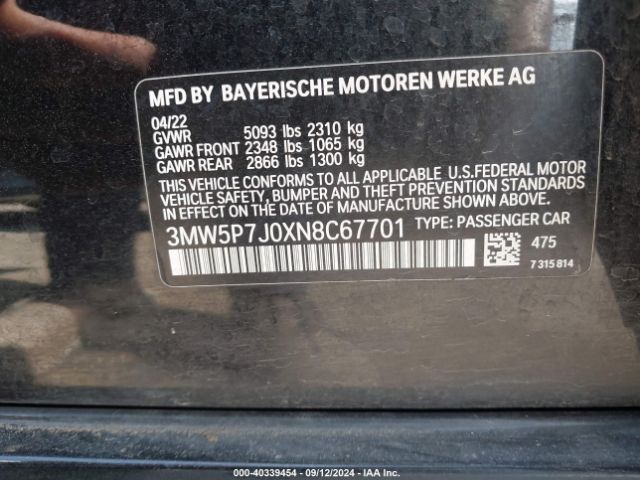 3MW5P7J0XN8C67701 BMW 3 Series 330e
