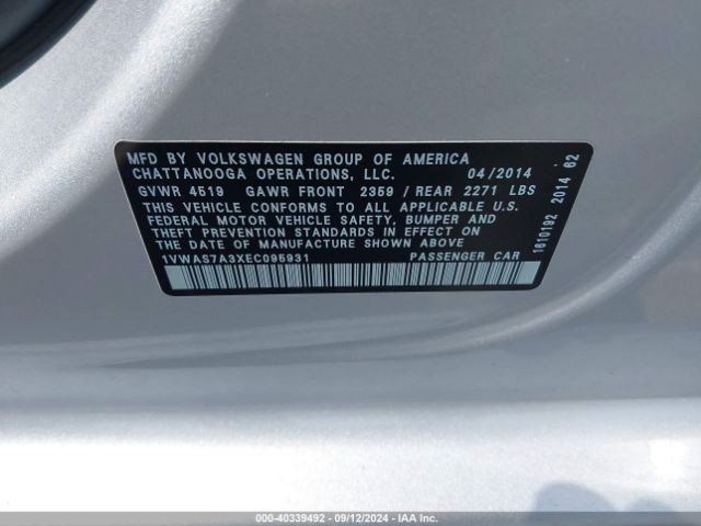 1VWAS7A3XEC095931 Volkswagen Passat 1.8t S