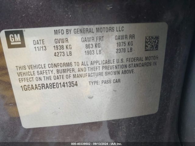 1G6AA5RA8E0141354 Cadillac Ats Standard