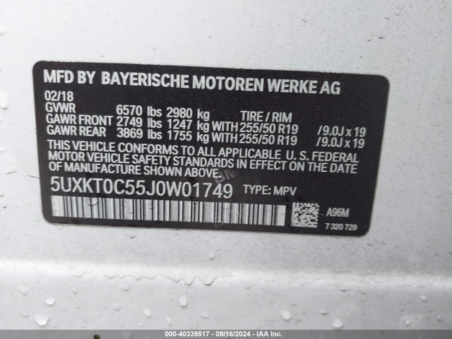 5UXKT0C55J0W01749 BMW X5 Edrive Xdrive40e Iperformance