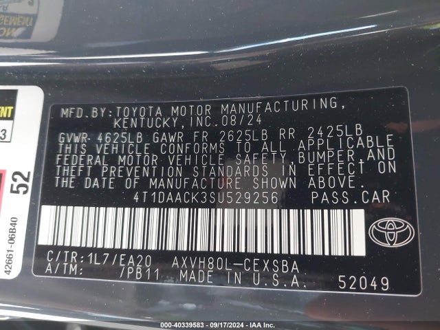 Toyota CAMRY SE 2025 4T1DAACK3SU529256 Image 9