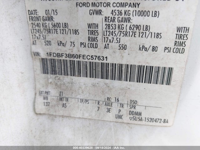 Ford F-350 Xl 2015 1FDBF3B60FEC57631 Image 9