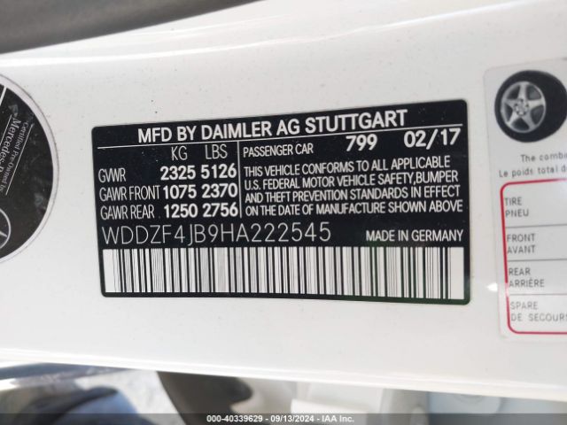 WDDZF4JB9HA222545 Mercedes-Benz E 300