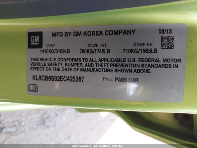 KL8CB6S92EC425367 Chevrolet Spark Ls Auto
