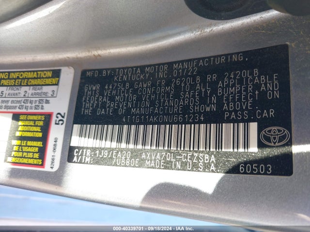 Toyota CAMRY SE 2022 4T1G11AK0NU661234 Image 25