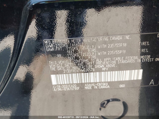 Toyota Rav4 Limited 2017 2T3DFREV7HW626578 Image 9