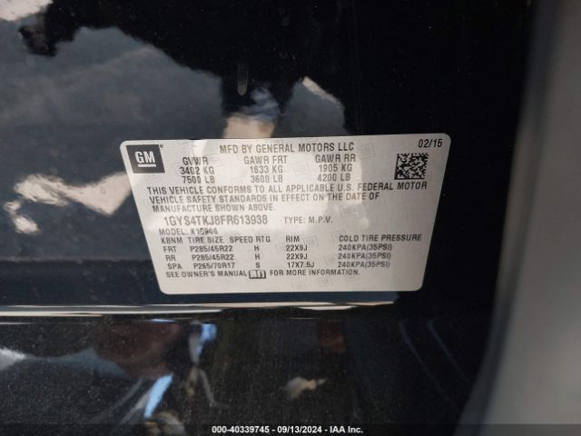 1GYS4TKJ8FR613938 Cadillac Escalade Esv Premium