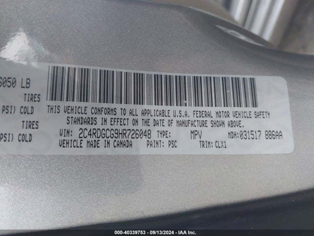 Dodge Grand Caravan Sxt 2017 2C4RDGCG9HR726048 Image 9