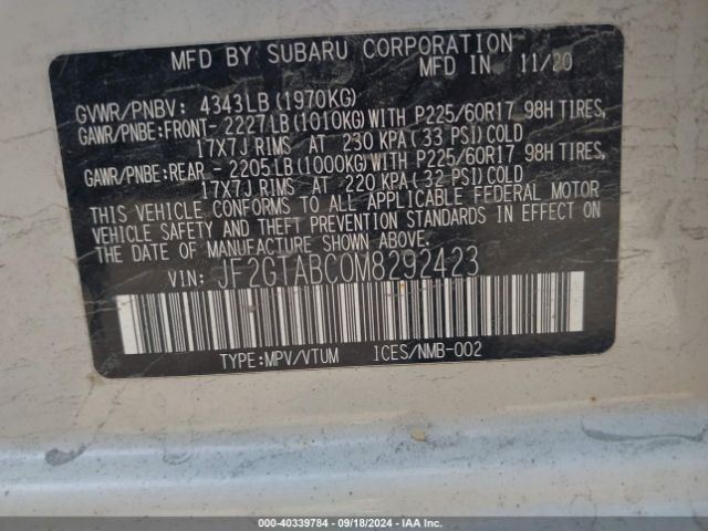 JF2GTABC0M8292423 Subaru Crosstrek
