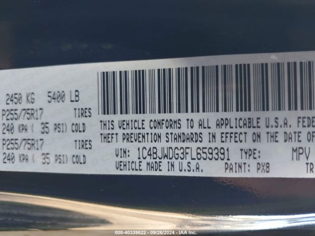 1C4BJWDG3FL659391 Jeep Wrangler Unlimited Sport
