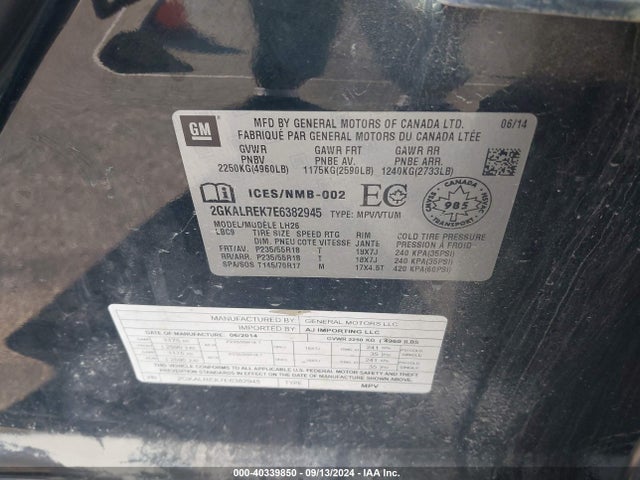 2GKALREK7E6382945 GMC Terrain Sle-2