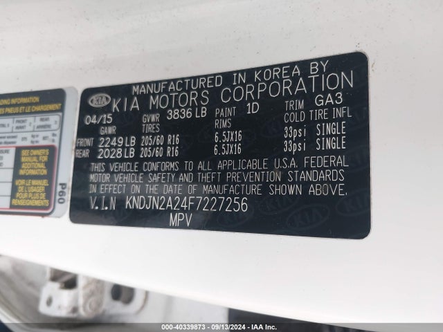 KIA Soul 2015 KNDJN2A24F7227256 Image 9
