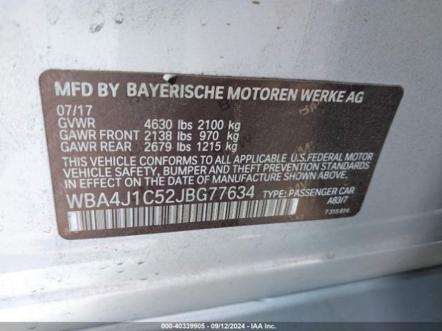 WBA4J1C52JBG77634 BMW 430i Gran Coupe