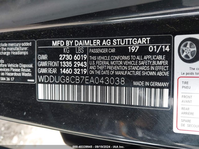 WDDUG8CB7EA043038 Mercedes-Benz S 550
