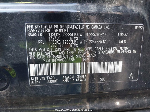 Toyota Rav4 Xle 2022 2T3P1RFV8NC313384 Image 9