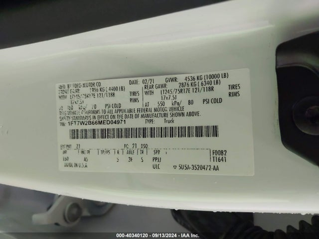 Ford F-250 Xl 2021 1FT7W2B66MED04971 Image 9