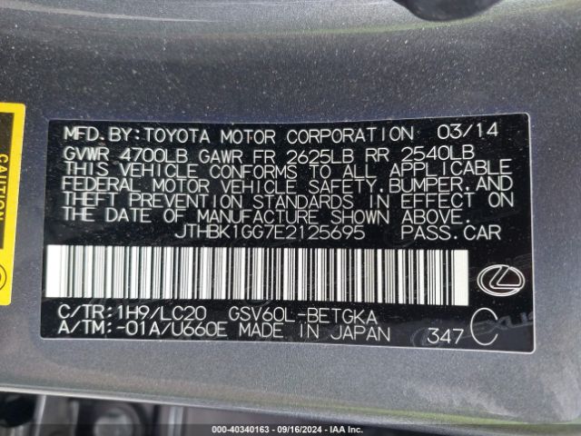 JTHBK1GG7E2125695 Lexus ES 350