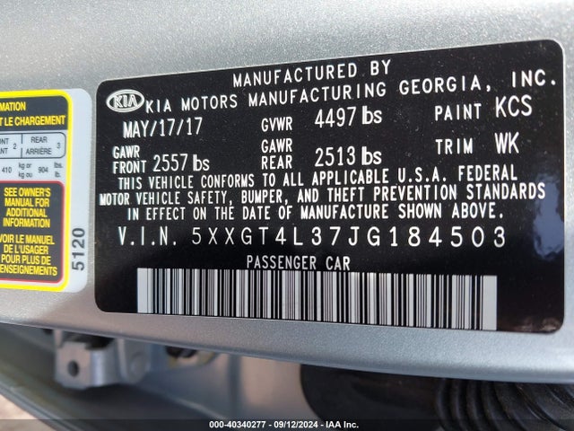 KIA Optima Lx 2018 5XXGT4L37JG184503 Image 9