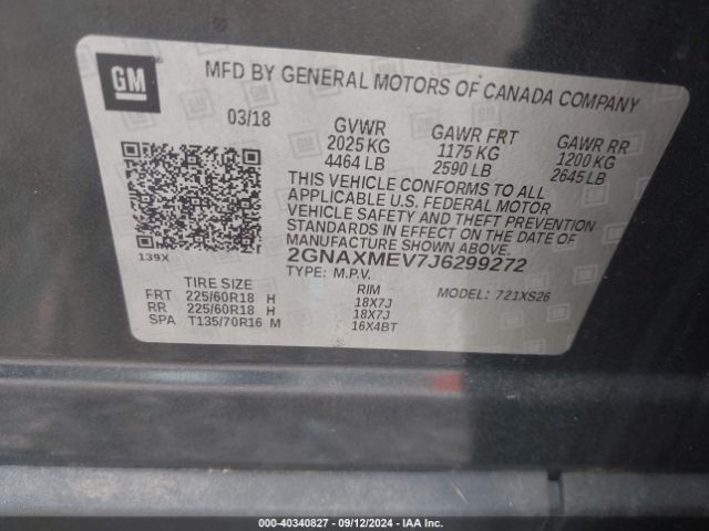 2GNAXMEV7J6299272 Chevrolet Equinox Premier