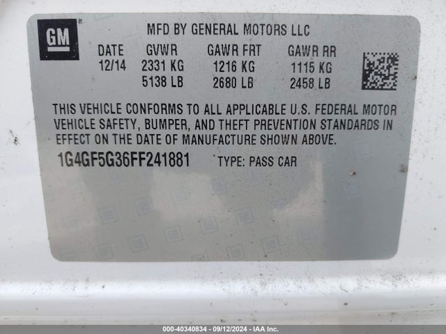 1G4GF5G36FF241881 Buick Lacrosse Premium Ii