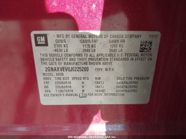 2GNAXVEV0J6225200 Chevrolet Equinox Premier