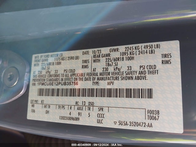 Ford Escape Phev 2023 1FMCU0E12PUB35756 Image 9