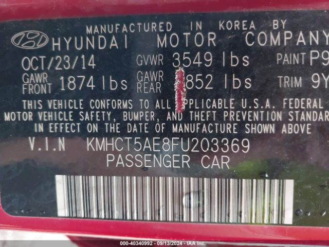 KMHCT5AE8FU203369 Hyundai ACCENT GS
