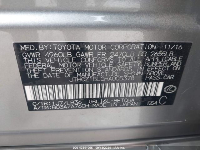 JTHCZ1BL0HA005378 Lexus Gs 350 F Sport