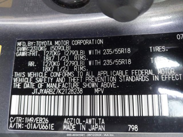JTJYARBZ7K2128238 Lexus Nx 300 F Sport