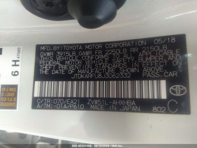 JTDKARFU8J3062332 Toyota Prius Four Touring
