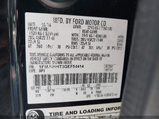 Ford Expedition King Ranch 2016 1FMJU1HT3GEF54414 Image 9