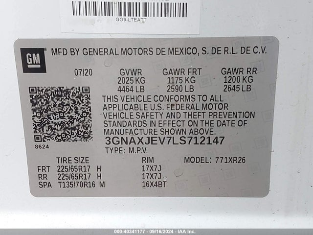 Chevrolet Equinox Fwd 2fl 2020 3GNAXJEV7LS712147 Image 9