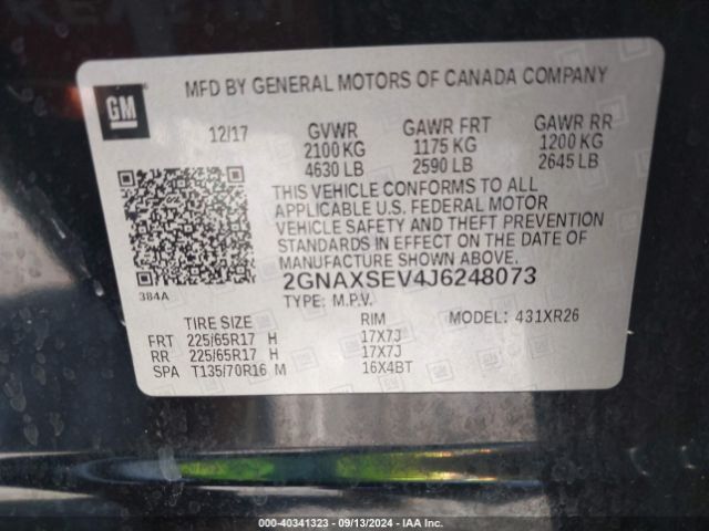 2GNAXSEV4J6248073 Chevrolet EQUINOX LT