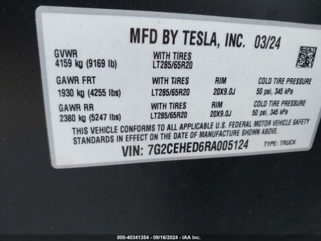 2024 TESLA CYBERTRUCK 7G2CEHED6RA005124 Photo 8