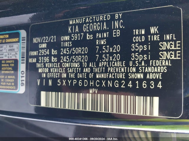 KIA Telluride S 2022 5XYP6DHCXNG241634 Image 9