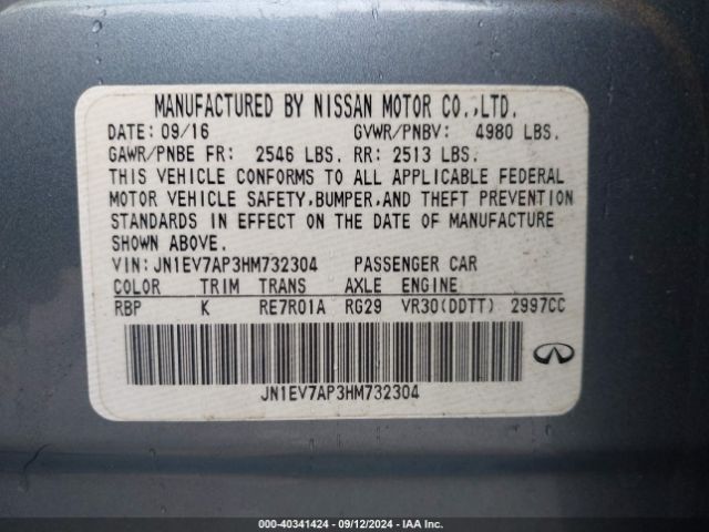 JN1EV7AP3HM732304 Infiniti Q50 3.0t Premium